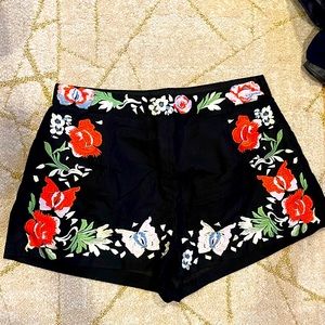ASOS Black Shorts with Red & White Floral Embroidery